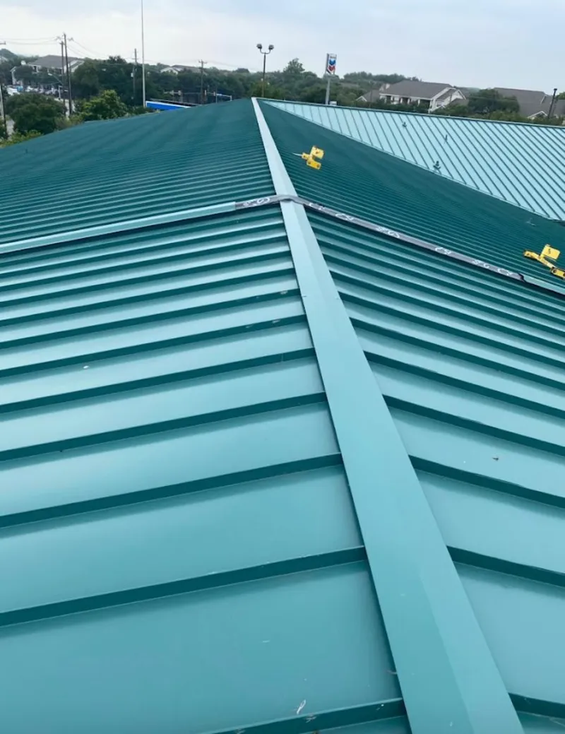 Green commercial metal roof ridge and valley for Metal Roof Repair in Hazel Park